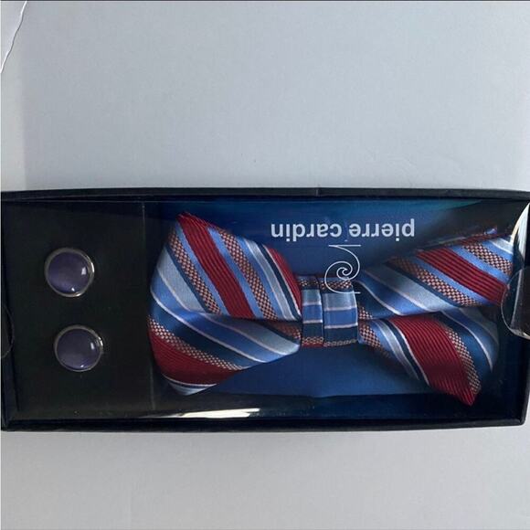 Pierre Cardin Muitcolor Checkered Business Pocket Square & Tie Bar Set… - Picture 4 of 4